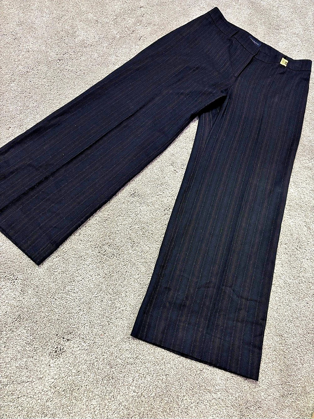 Vintage Piazza Sempione Wide Leg Striped Trousers in Black & Red IT 40 Like New
